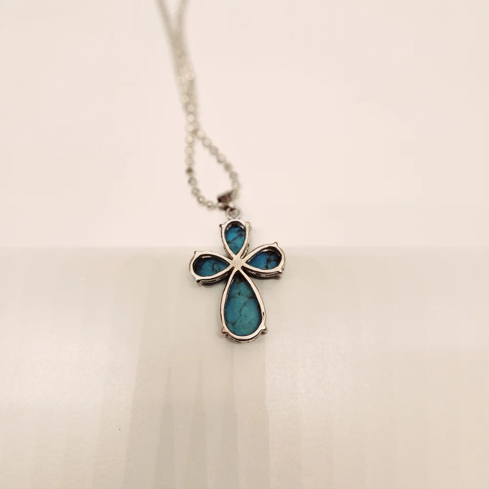 $3/25 Authentic Turquoise Cross Pendant - Picture 4 of 5